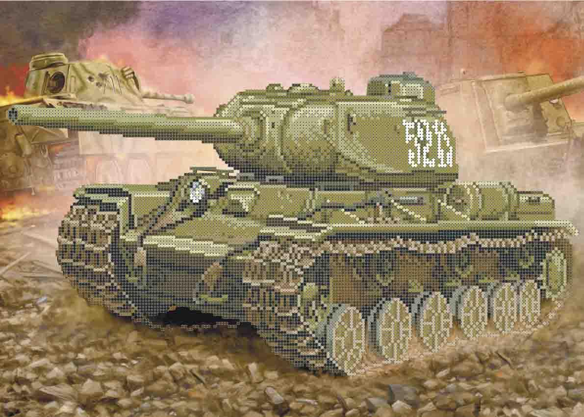Схема вишивкі бісером на габардині Танкова битва  А3-К-886