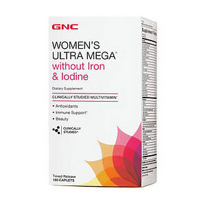 Вітаміни для жінок без заліза GNC Womens Ultra Mega Without Iron and Iodine 180 caps