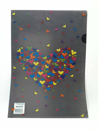 Канц Centrum Папка куточок пласт. А4 "Hearts" L-тип 0,18 мм 84555, фото 1