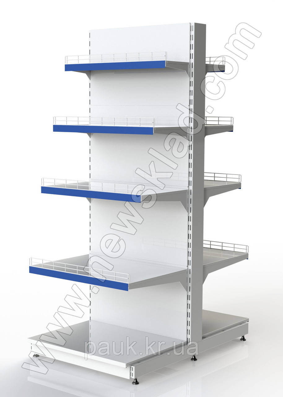 Двухсторонний стеллаж 2350х1200 мм, приставной прямой торговый стеллаж, стеллаж в супермаркет торговый - фото 5 - id-p493176581