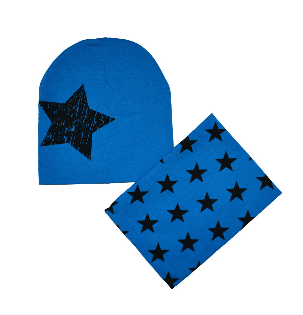 Комплект шапка та шарф-хомут із візерунком зірки