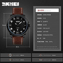 Класичні чоловічі годинники Skmei(Скмей) 9150 Вlack Red / White Black / Brown, фото 2