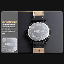 Класичні чоловічі годинники Skmei(Скмей) 9150 Вlack Red / White Black / Brown, фото 3