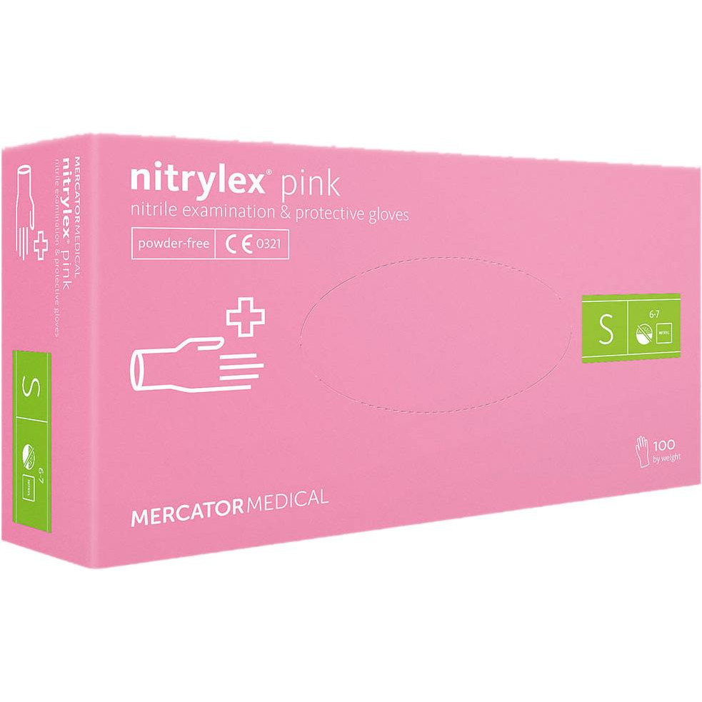 Рукавички нітрилові Nitrylex Pink S нестерильні непудровані (50 пар / уп) рожеві