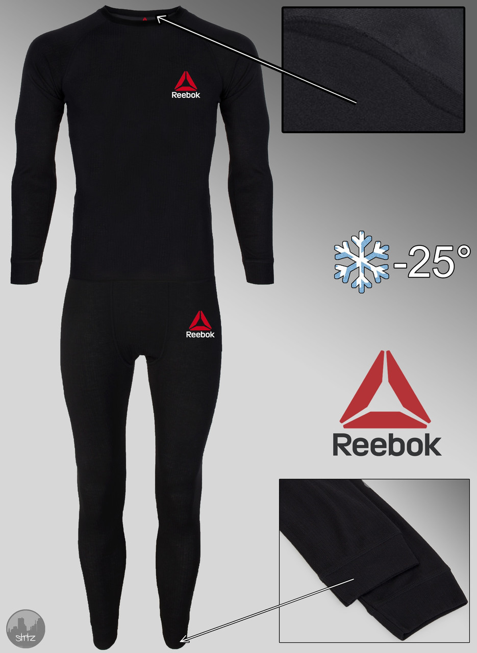 Комплект термобілизни теплий чоловічий чорний зимовий Reebok