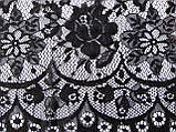 Ажурне французьке мереживо шантильї (з війками) чорного кольору завширшки 51 см, довжина купона 3,0 м., фото 6