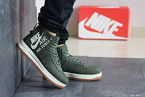 Чоловічі осінні високі кросівки Nike Air Force 1,зелені, фото 2