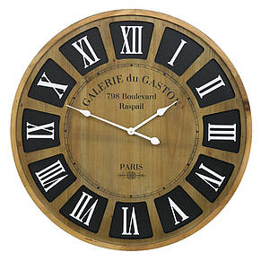 Годинник настінний дерев'яний у стилі ретро Paris Wooden 80 см, фото 5