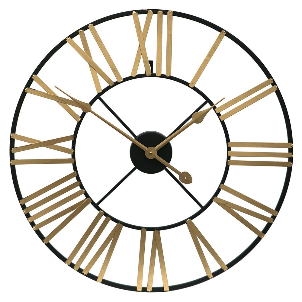 Годинник настінний металевий у стилі лофт — Milano gold 60 cm