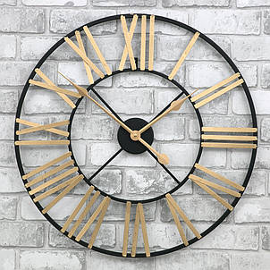 Годинник настінний металевий у стилі лофт — Milano gold 60 cm, фото 3