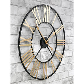 Годинник настінний металевий у стилі лофт — Milano gold 60 cm, фото 4