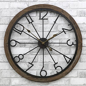 Годинник настінний дерев'яний у ретростилі — Round Wooden 68 cm, фото 1