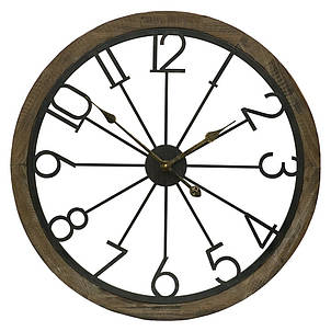 Годинник настінний дерев'яний у ретростилі — Round Wooden 68 cm, фото 3