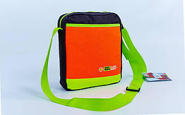 Сумка вертикальна через плече Zelart 6016 чорний-жовтогарячий-салатовий