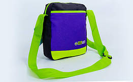 Сумка вертикальна через плече Zelart 6016 чорний-фіолетовий-салатовий