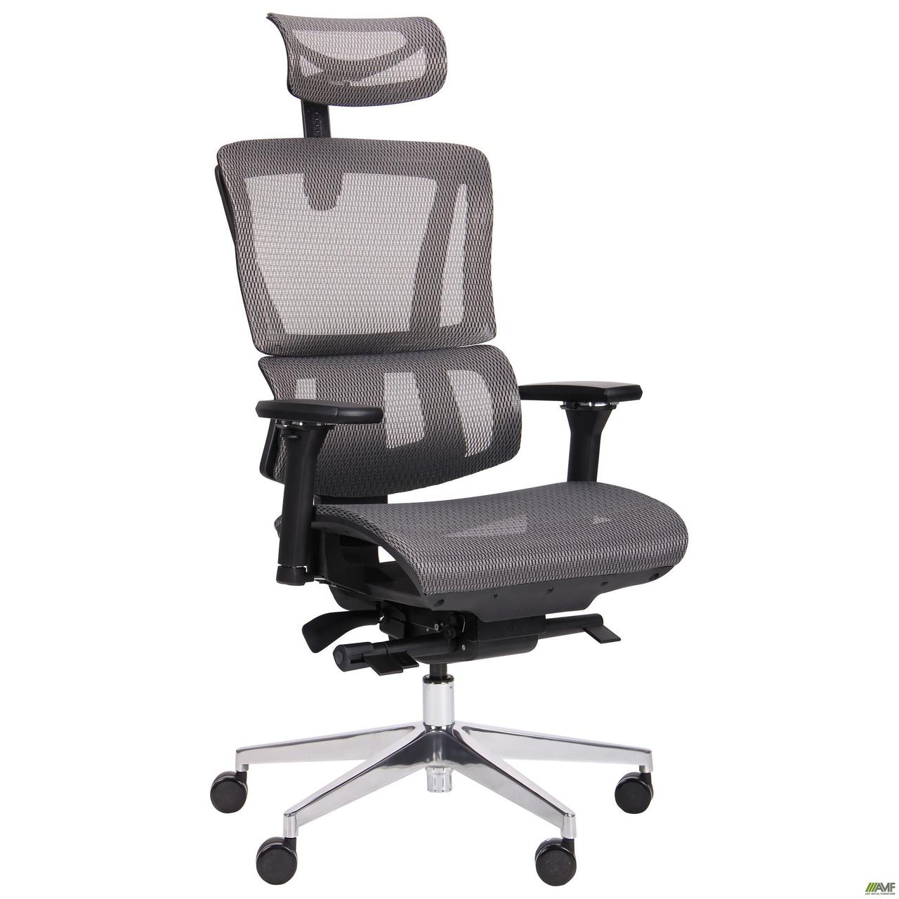 Офісне комп'ютерне крісло Agile з анатомічне сіре підголівником, фото 1