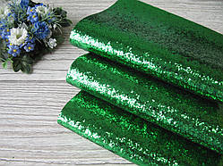 Еко шкіра (кожзам) великий блиск - зелений 20 на 30 см