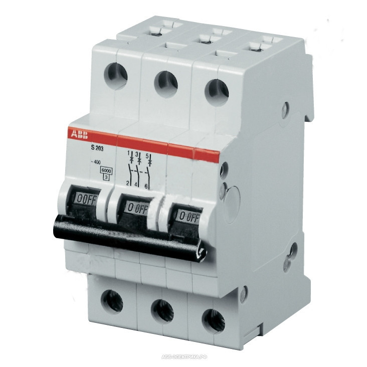 Автоматичний вимикач ABB S203-B6 (3п, 6 A, Тип B, 6kA) 2CDS253001R0065