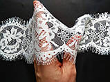 Ажурне французьке мереживо шантильї (з війками) білого кольору шириною 8,5 см, довжина купона 3,0 м., фото 5
