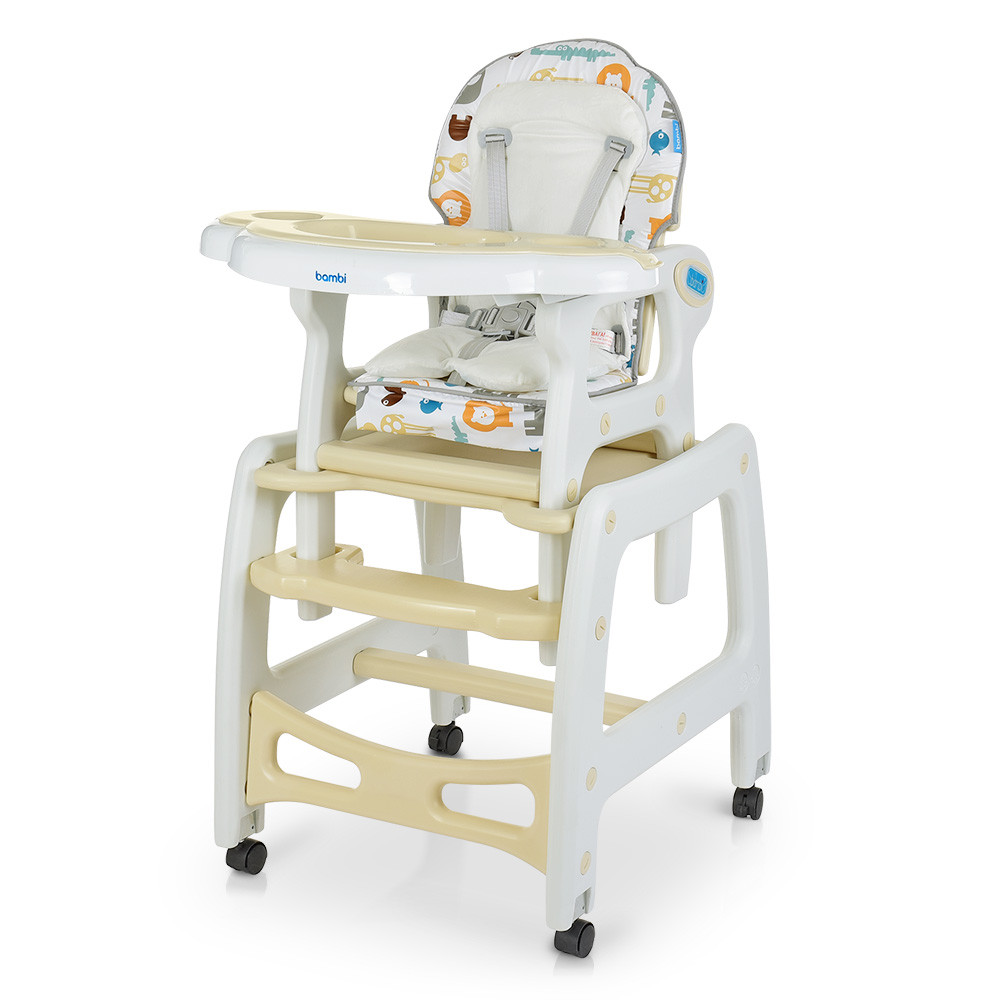 Стільчик-трансформер для годування Bambi M 1563 Animal Beige Бембі дитячий столик
