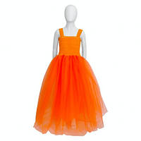 Детское длинное оранжевое платье с пышной юбкой