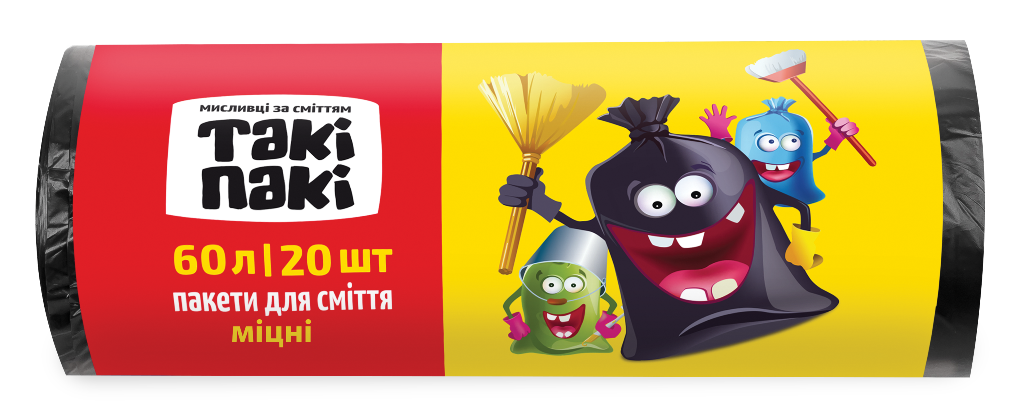 Пакети для сміття міцні 60 л (20 шт/уп) Таки Паки
