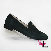 Лоферы зеленые замшевые женские Style Shoes