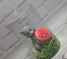 Сувенірна мило ручної роботи Котик із трояндою (в тубусі)