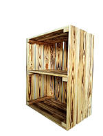 Ящик деревянный обожженный для хранения с полкой (ДхШхВ:50*40*24см)