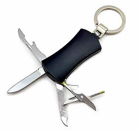 Ніж-брелок манікюрний набір чорний (4 в 1) (10х3х1,5 см)