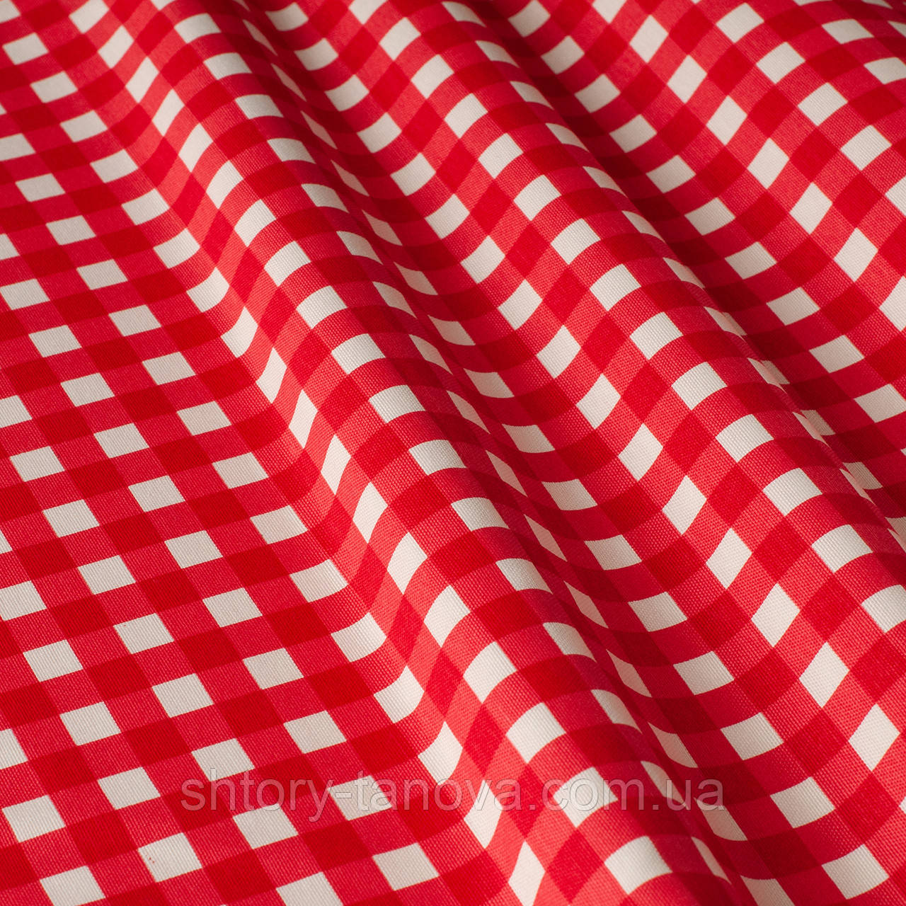 Декоративна тканина у середню клітку червоно-біла Туреччина 180 см 84578v32, фото 1