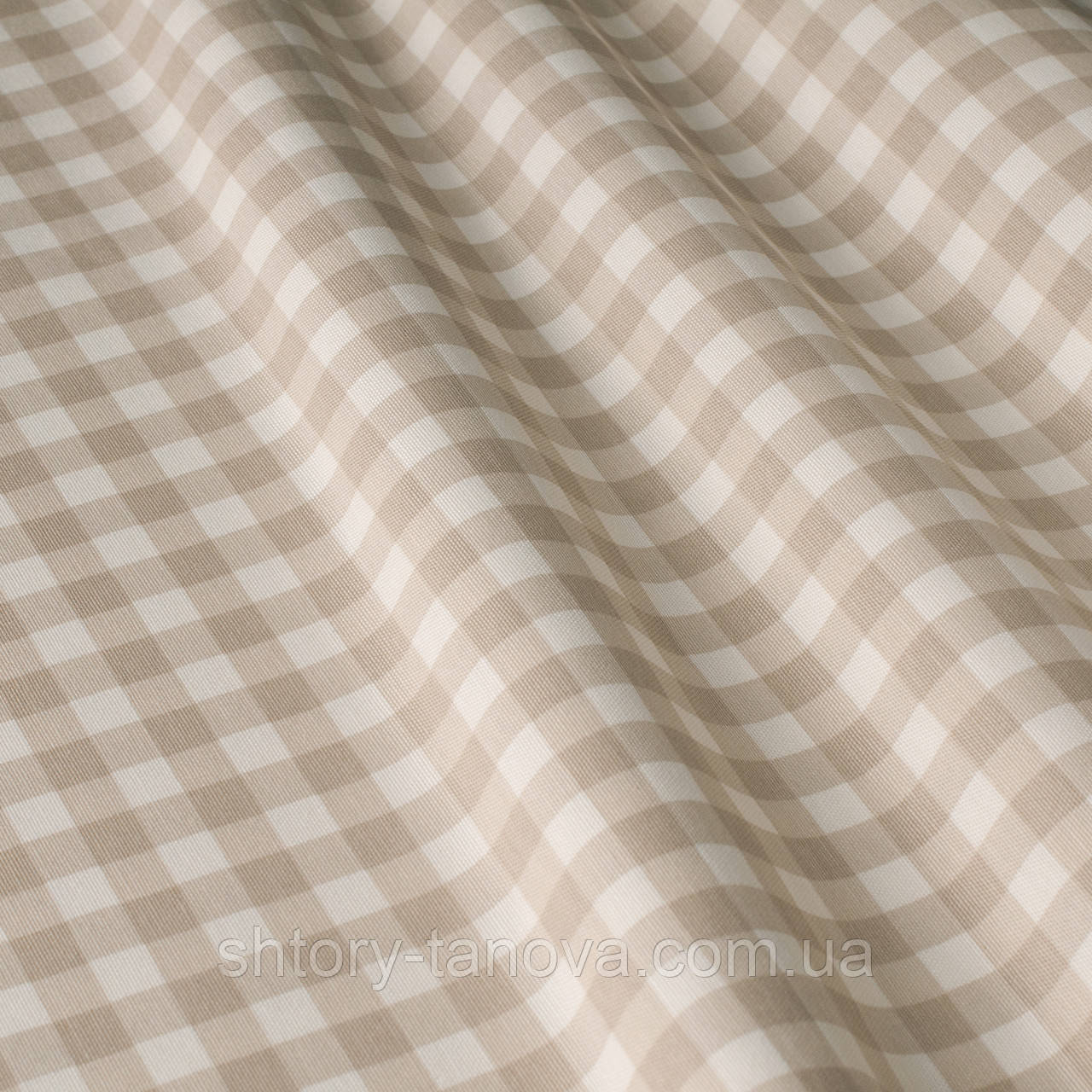 Декоративна тканина в середній клітині біло-бежевого кольору Туреччина 84581v35, фото 1