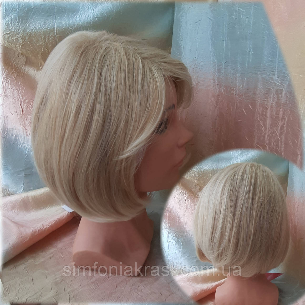 Перука каре з термоволокна перлинний блонд 2736t - 24ВТ613, фото 1
