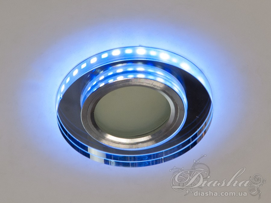Скляний врізний світильник з підсвіткою під лампу МR16 Diasha 6013WH+BL