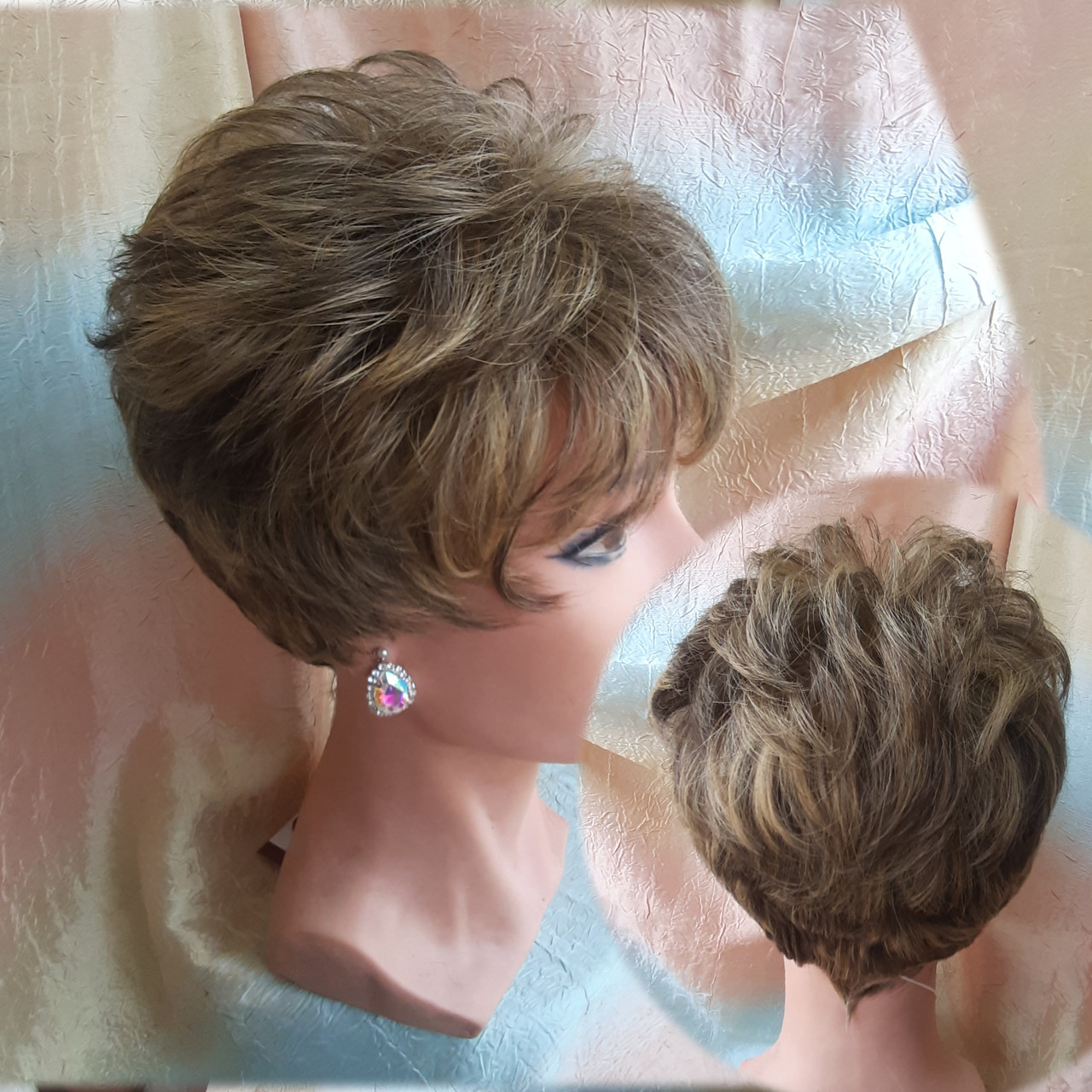 Перука коротка з термоволокна русявий меліровка TR KOLN-12Н124, фото 1