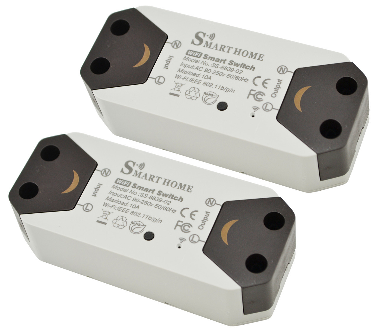 Розумний бездротовий вмикач RIAS Smart Home SS-8839-02 Wi-Fi 220V 10A/2200W White (2 шт) (3_4485)