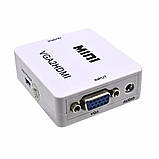 Конвертер перехідник відеосигналу VGA to HDMI аудіо RIAS Mini White (3_3936), фото 3