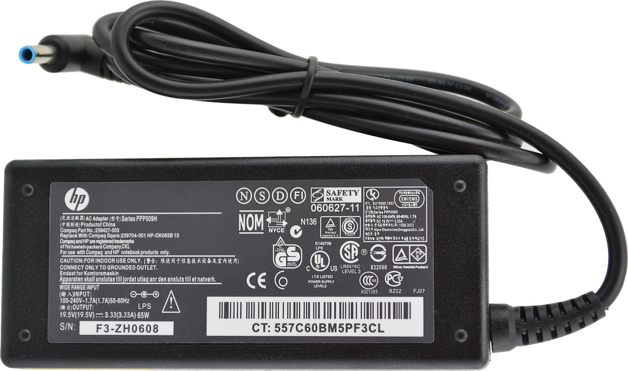 Блок живлення RIAS для ноутбука HP 19.5 V 3.33 A 65W 4.5x3.0 з кабелем живлення (3_00083)