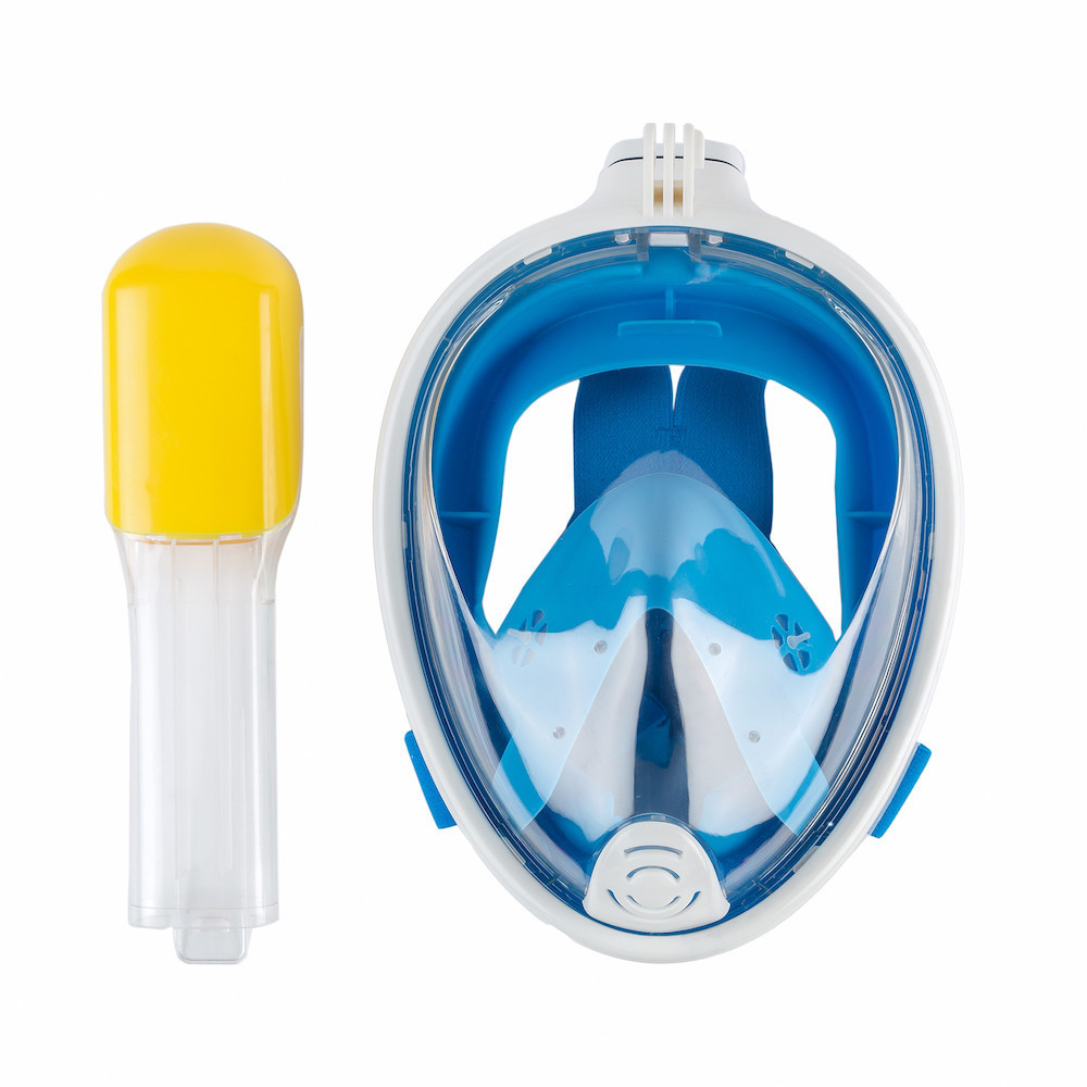 Набір для плавання 2 в 1 Маска Free Breath M2068G з ластами Блакитна маска (L/XL) Ласти сині (М) (3_00213) - фото 5 - id-p1049180568