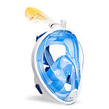Набір для плавання 2 в 1 Маска Free Breath M2068G з ластами Блакитна маска (L/XL) Ласти сині (М) (3_00213), фото 7
