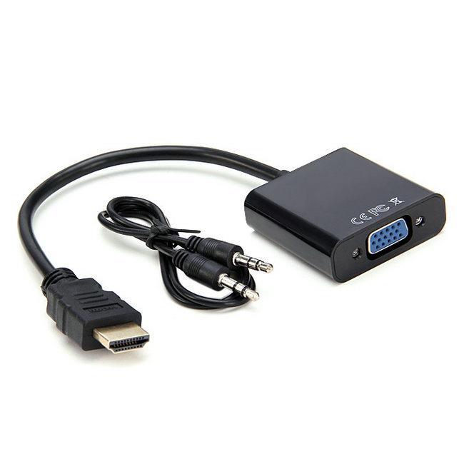 Адаптер конвертер відео - аудіо HDMI - VGA RIAS 1080P Black (3_6469)