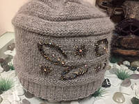 Зимняя женская шапка, шерстяная, цвет графит, размер 55-57