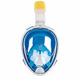 Повна панорамна маска для плавання Free Breath M2068G з кріпленням для камери L/XL Blue (3_3993), фото 4