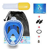 Повна панорамна маска для плавання Free Breath M2068G з кріпленням для камери L/XL Blue (3_3993), фото 9