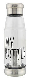 Пляшка скляна My Bottle 420 мл з ситечком для заварки Silver (3_2668)
