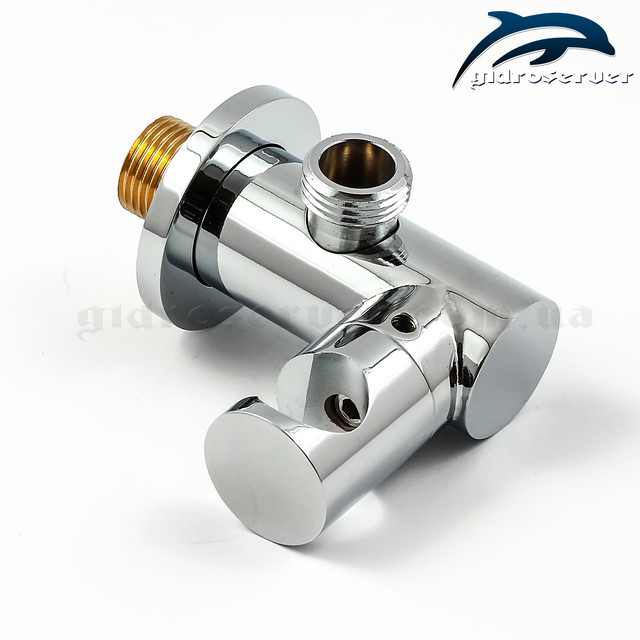 Підключення для гнучкого душового шланга з ручною лійкою UD-19 хромоване, прямокутної форми.