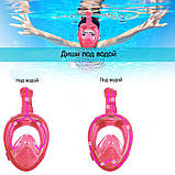Набір для плавання 2 в 1 Маска Free Breath M2068G з ластами Рожева маска (XS) Ласти сині (М) (3_00224), фото 7