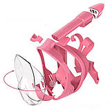 Набір для плавання 2 в 1 Маска Free Breath M2068G з ластами Рожева маска (XS) Ласти сині (М) (3_00224), фото 8