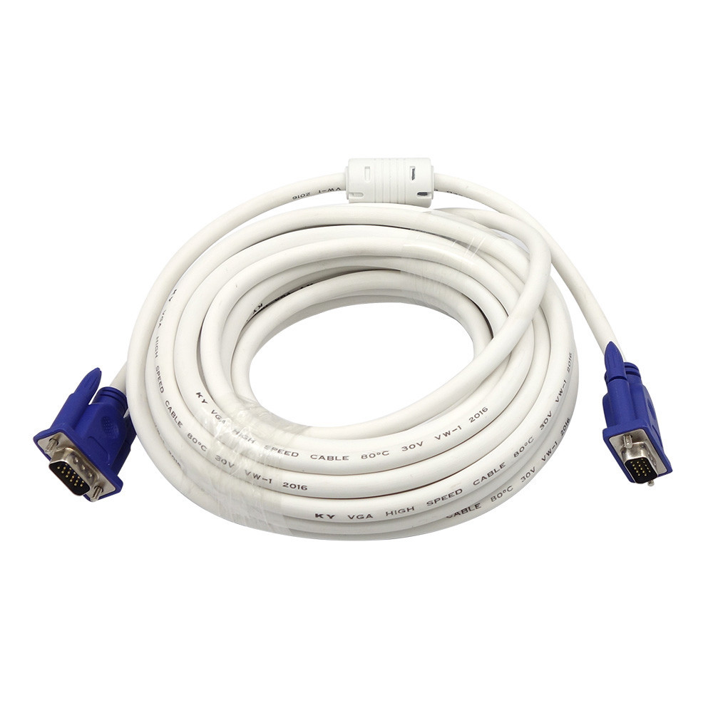 Кабель VGA тато - VGA папа 2 фериту 10м 10м White (3_2690)