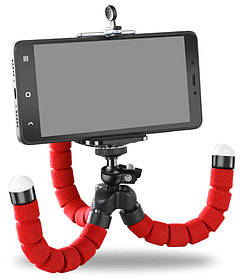 Гнучкий міні штатив тринога трипод для телефону і камери 25 см (восьминіг, павук) Червоний (3_7796)